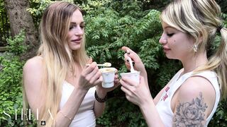 Lesbo Ice Cream Play Boobs Booty & Twat Licking