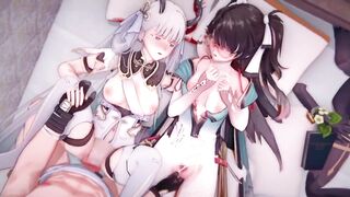 Wuthering Waves - Three-some of Zhezhi & Jinhsi Ardent Sex with Rover - CG Anime Animation