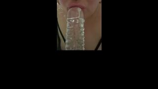 lilmissbling melts for this huge glass sex-toy bang