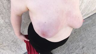 Nude tits below the railway tunnel
