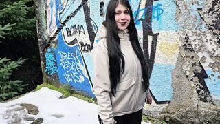 Large butt alternative gets screwed in an abandoned hotel - public