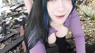 Large butt alternative gets screwed in an abandoned hotel - public