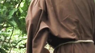 Older mother I'd like to fuck in Monk Robes Sucks Dong Blindfolded Outdoors