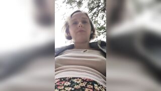 Hawt gal is banging by cucumber rin a park