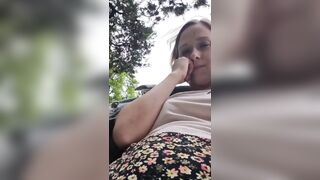 Hawt gal is banging by cucumber rin a park