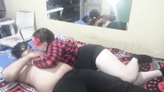 giving a kiss and touching my girlfriend very adorable