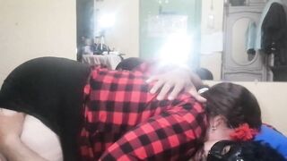 giving a kiss and touching my girlfriend very adorable