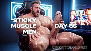 Sticky Muscle Dudes Day 85 Preview, AI-Generated Muscle Lads, Large Weenies, Large Cum Loads