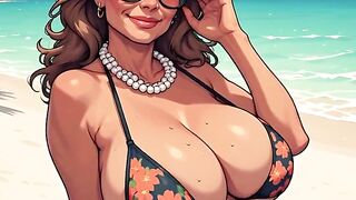 Pretty Sweethearts at the Beach Bikini Art