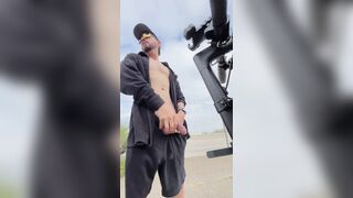 TOOK MY E-SCOOTER down the bike trail and got caught flashing my large knob to passerby's! Public Exhibition ??
