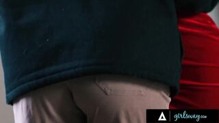 GIRLSWAY - Valentina Nappi & Katrina Colt Go From Secret Makeout To THONG-ON Whilst Spouse Is Away