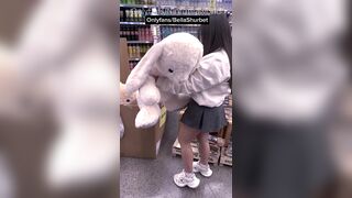 ANAL-ACT OF LOVE - Shopping in a Petticoat out of Pants with a toy in the Booty