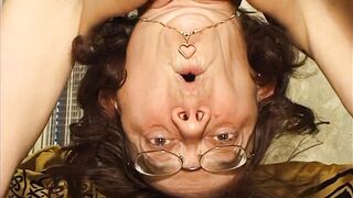 Excited Aged Brunette hair Fingers Unshaved Cunt to Climax