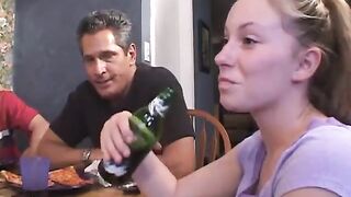 Step Mama shows her daughter how to properly suck ramrod