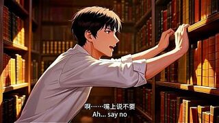 Aperture Moe glasses glamorous woman , the intimate study session in the library.Super temptation.Movie scene three. AI-generated