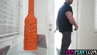 Nasty teen step daughter surprising her blindfolded stepfather