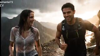 Astonishing weather for jogging and then banging in the rain (AI-generated content)