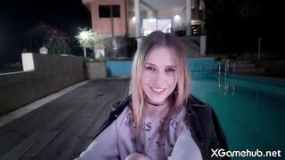Hawt GF Sucks Me at Stranger’s Pool Then I Pound Her From Behind Out of the Owner Knowing