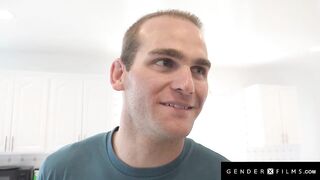 GENDERX FILMS - Brunette hair Trans Stepmom Switches & Rides Stepson