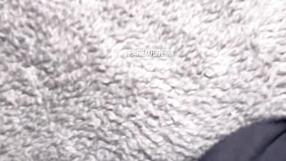 Cumming on ebony worn female strap