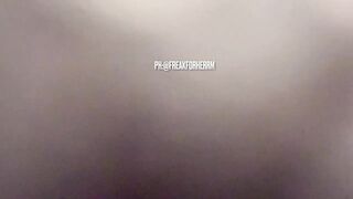 Cumming on ebony worn female strap