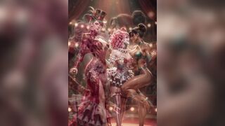 Hentai circus disrobe ring leader clown and acrobat hot circus show