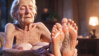 Gorgeous Large Wrinkled Feet Oiled up - Oil Oozing From Toes Carnal Massage