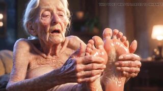 Gorgeous Large Wrinkled Feet Oiled up - Oil Oozing From Toes Carnal Massage