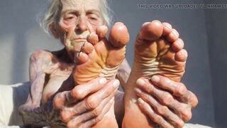 Granny Foot Oil Play - Self Massage Makes Her Lewd and Oozing