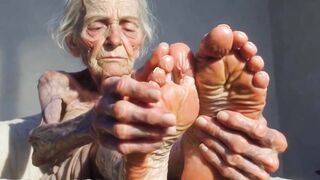 Granny Foot Oil Play - Self Massage Makes Her Lewd and Oozing