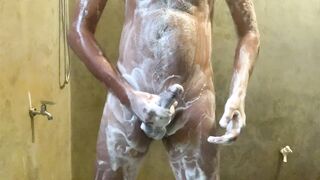 Soapy Shower Solo - Ass Plug In White Wanking & Cumming