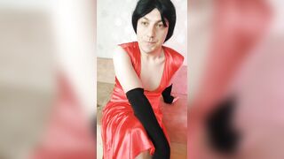 Red Clothed White Feminine Sissy