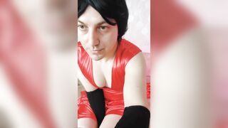 Red Clothed White Feminine Sissy