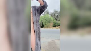 PUBLIC COCK FLASH ADVENTURE! ??? Biker and Drivers passing by looking at my large dong! Flashing.