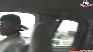 Interracial three-some with a brunette hair Teen and two large ebony schlongs