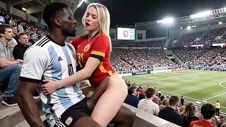 WOW Hawt! (( " ARGENTINA bang SPAIN " )) Last World Cup... in Public! Who wins? Answer in the comments! "Interracial"(IA)
