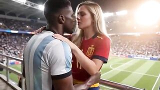 WOW Hawt! (( " ARGENTINA bang SPAIN " )) Last World Cup... in Public! Who wins? Answer in the comments! "Interracial"(IA)