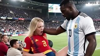 WOW Hawt! (( " ARGENTINA bang SPAIN " )) Last World Cup... in Public! Who wins? Answer in the comments! "Interracial"(IA)