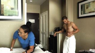 Horny room service maid gets banged by hotel guest
