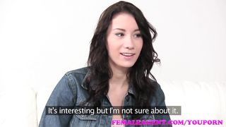 FemaleAgent Shy beauty practices her pussy licking skills with agent