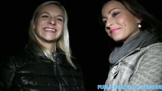 PublicAgent 2 stepsisters screw 2 large schlongs for Xmas