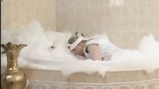 Breasty mother i'd like to fuck gets drilled in the baths whilst nursing