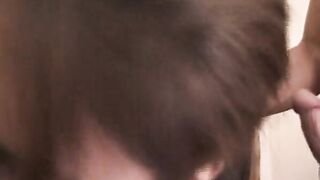 Breasty Brunette hair Gets Fingered and Sucks Hard Weenie