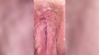 Open wide twat and booty close-up after sex
