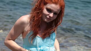 969 Redahaired Barbara Babeure in Ocean with Suit