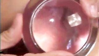 Blonde with giant melons uses heavy dildos in the one and the other holes then bangs