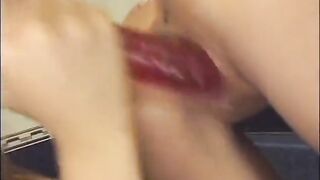Nasty Peaches Johnson and Veronika Carso Like to Use Double Sided Sex-toy in the Batroom During Their Lesbo Games