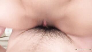 The vigorous act of engaging in reverse cowgirl position leads to the Oriental woman experiencing female cumshot and a rock hard d
