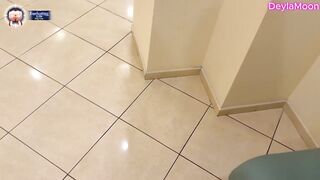 Cummed on her butt in a public restroom. Risky public sex with a stranger.