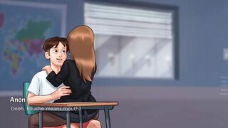 Miss bissette teaches Anon French kiss - summer time saga gameplay